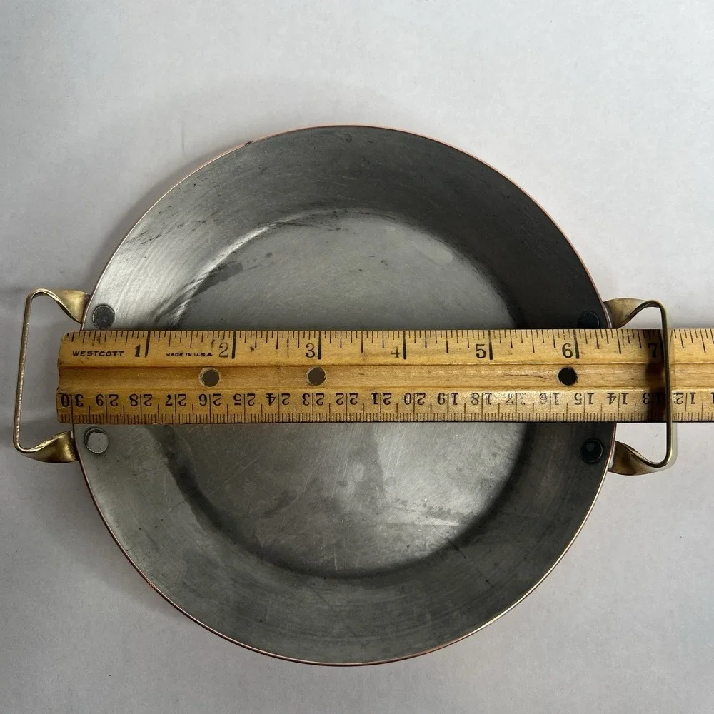 Antique Copper Saute Fry Pan Set Brass Handles 4.5